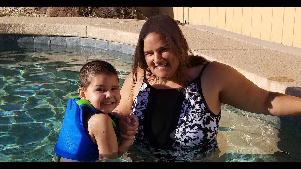 Noah Swimming with Nina for the first time